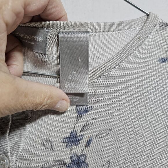 Vintage Liz Claiborne Collection Floral Silk cardigan, Size L, Feminine Demure - Picture 3 of 8